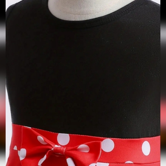 Girls Minnie Style Polka Dot Dress. Red, Blk, Wht Sz 4-5. Not official Disney. - Picture 2 of 6